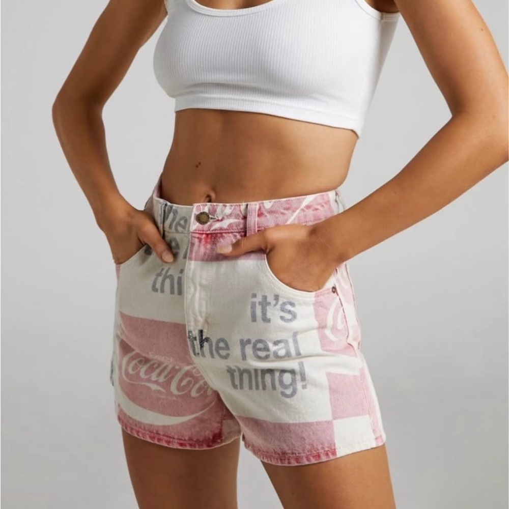 Rollas Mirage Coca-Cola Denim High Waist Jean Shorts Size 26 NWT vintage inspire